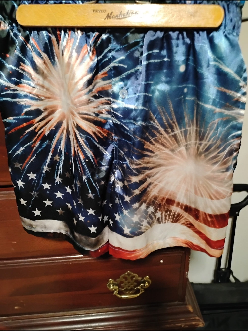 American Eagle Outfitters Navy Satin Firework Print Shorts American Eagle